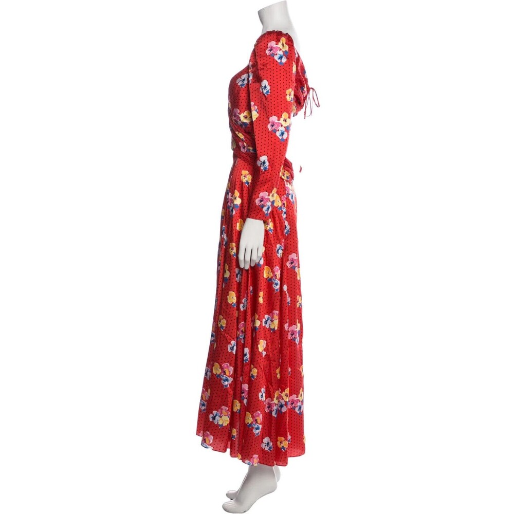 RUNWAY. NWT. $2190 CAROLINA HERRERA Pleated printed twill midi dress Sz 8 red - Picture 8 of 10